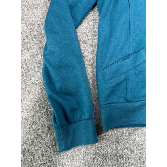 Starling Women's Teal Ruffled Collar Zipper Jacket Size L chic soft comfortable - Picture 5 of 6